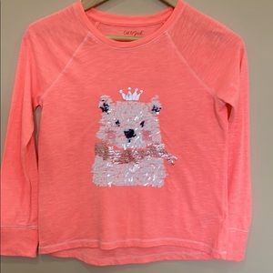 CAT & JACK sequin polar bear long sleeve tee